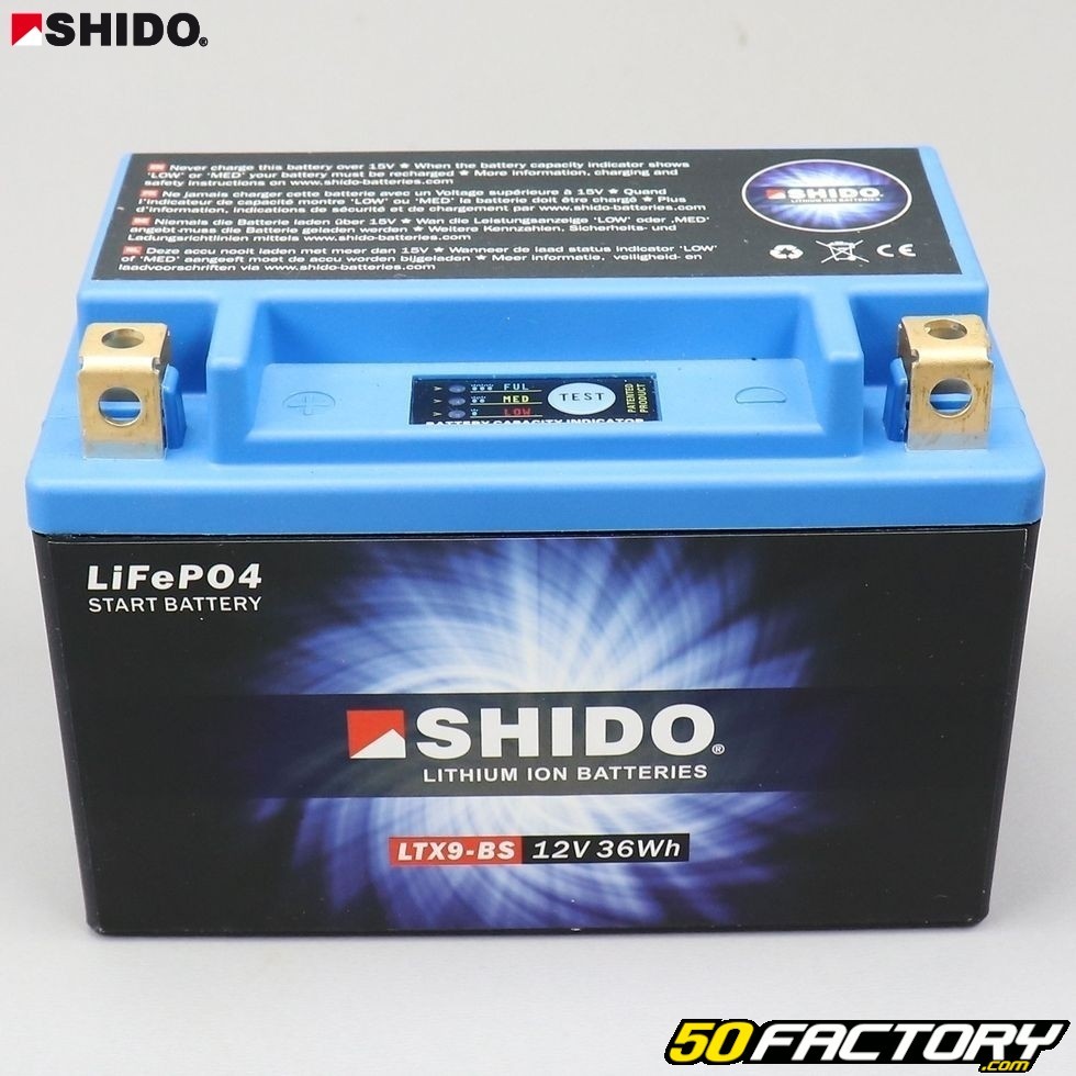 smartphone android iPhone IOS SHIDO LTX9 litio conectar batería YTX9-BS 